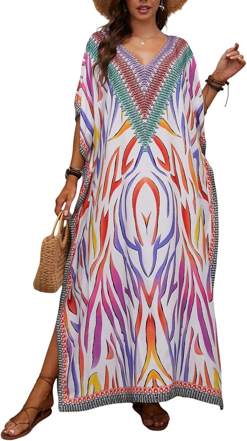 IMAGEKOPE Kaftan Dresses for Women Plus Size Bathing Suit Cover up Caftan Maxi Beach Dresses - Image 1